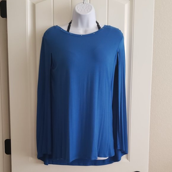 Reba Tops - Reba Blue w/Silver Rhinestones Top With Cape  NWOT